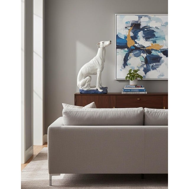Mid-Century Italian Style White Glazed Ceramic Greyhound Statue For Sale In West Palm - Image 6 of 7
