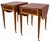 Elegant pair of mahogany drop-leaf side tables featuring beautifully contrasting satinwood-style inlay, single drawers,...