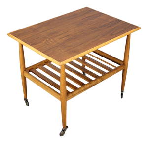 Danish Teak Rolling Table with Shelf, 1960s