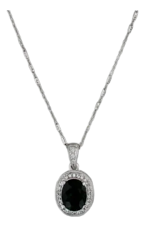 1.90ctw Green Tourmaline Diamond Halo Pendant Necklace 14k Whtie Gold 18.5"