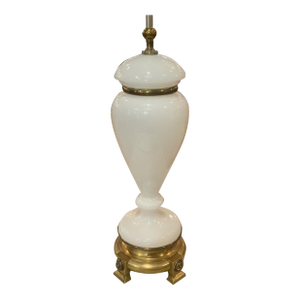 Antique French Opaline and Bronze Lamp