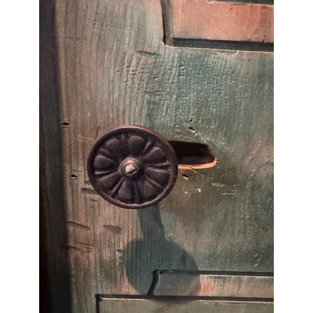 Custom-Made Italian Style Folk-Painted Farmhouse Armoire Cabinet, C. 1990s For Sale - Image 11 of 15
