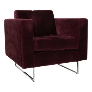 Embrace Armchair in Fabric, Chrome, Velour and Velvet in Purple, Violet and Aubergine with Manual Function by Brühl For Sale