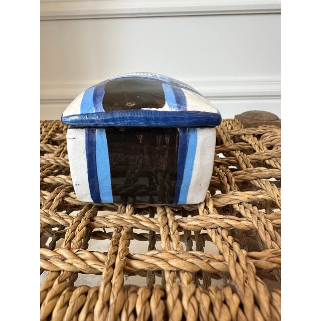 Blue Vintage Aldo Londi Bitossi Italian Mondrian Ceramic Box Featuring Stylized Horse Head For Sale - Image 8 of 18