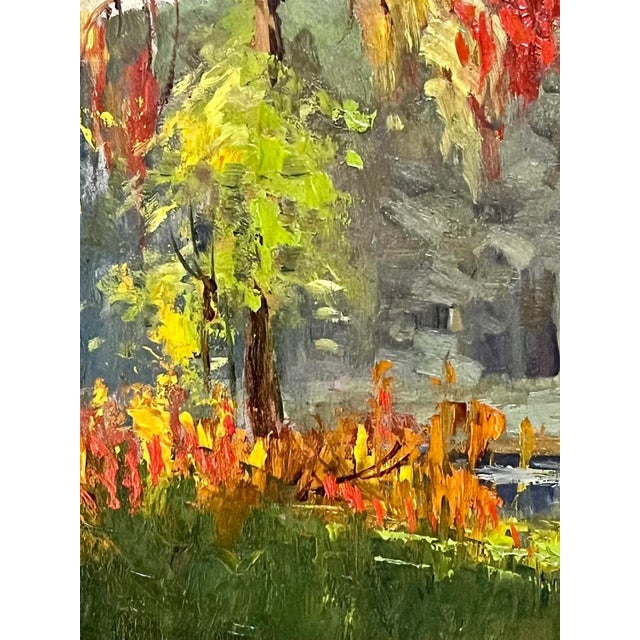Vintage American Impressionist Oil Painting Wooded Landscape by Harry G. Aitken For Sale In New York - Image 6 of 7