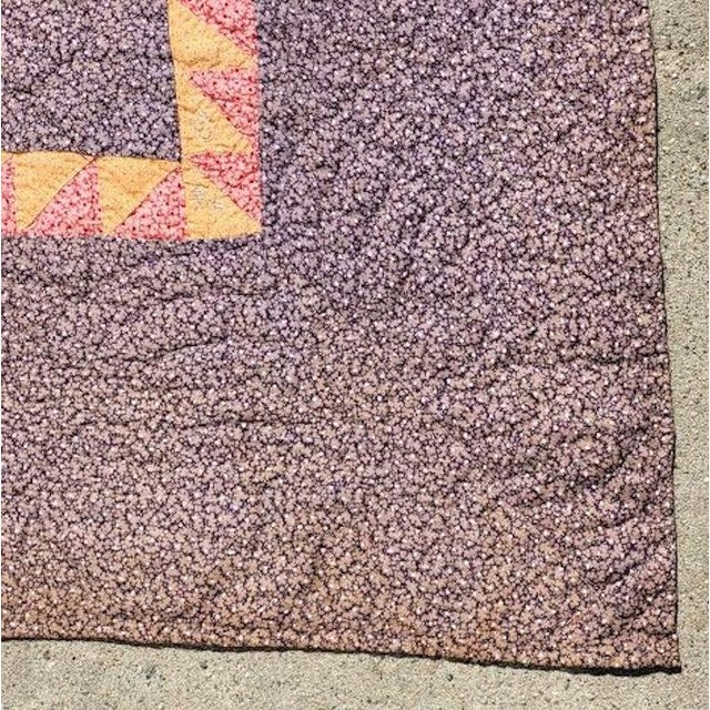 19th C Eight Point Star Quilt With a Double Sawtooth Boarder For Sale In Los Angeles - Image 6 of 6