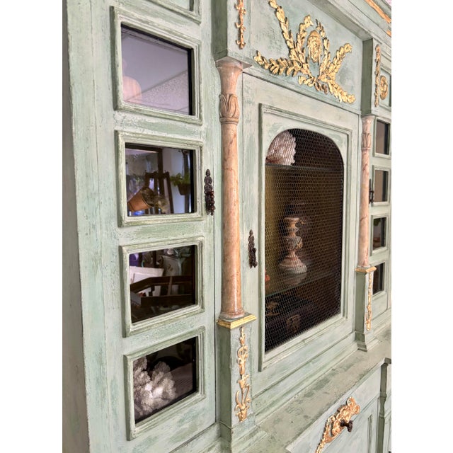 1930s Early Mid Century French Painted Empire Revival Style China Cabinet For Sale - Image 4 of 8