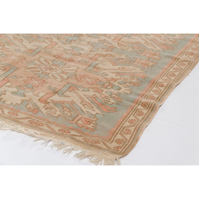 1960s Mid 20th Century Muted Terracotta & Sage Medallion Rug For Sale - Image 5 of 10