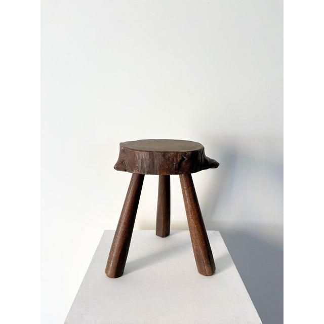 Mid-Century Tree Slab Side Table Stool with Live Edge, France, 1940s For Sale - Image 6 of 9