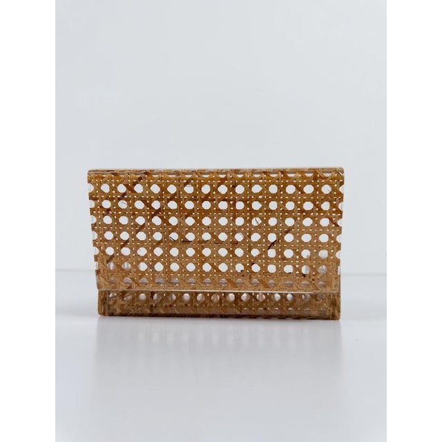 Mid-Century Rectangular Box in Acrylic Glass and Cane Webbing in the style of Dior Home, 1970s For Sale - Image 13 of 18
