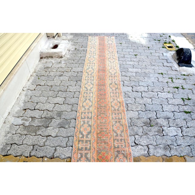 Orange Vintage Hand Knotted Floral Oushak Rug For Sale - Image 8 of 11