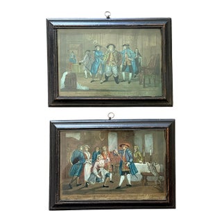 18th Century Georgian Vauxhall Gardens Engravings in Original Ebonized Frames C. 1750–1775 - A Pair For Sale