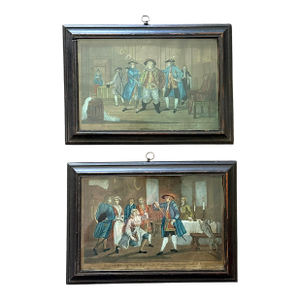 18th Century Georgian Vauxhall Gardens Engravings in Original Ebonized Frames C. 1750–1775 - A Pair