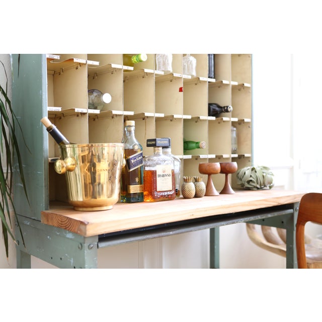 Vintage Industrial Mail Sorter Bar Shelf / Cabinet Desk ...