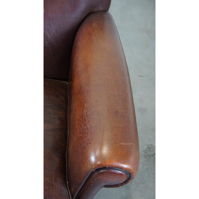 Brown Club Chair in Sheepskin Leather For Sale - Image 8 of 13