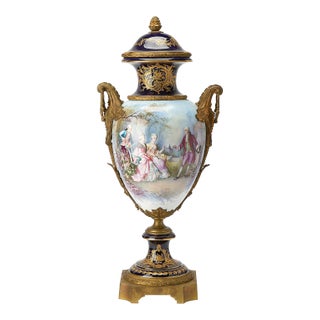 Large 19th Century French Napoleon III Sèvres Style Porcelain Ormolu Mounted Urn For Sale
