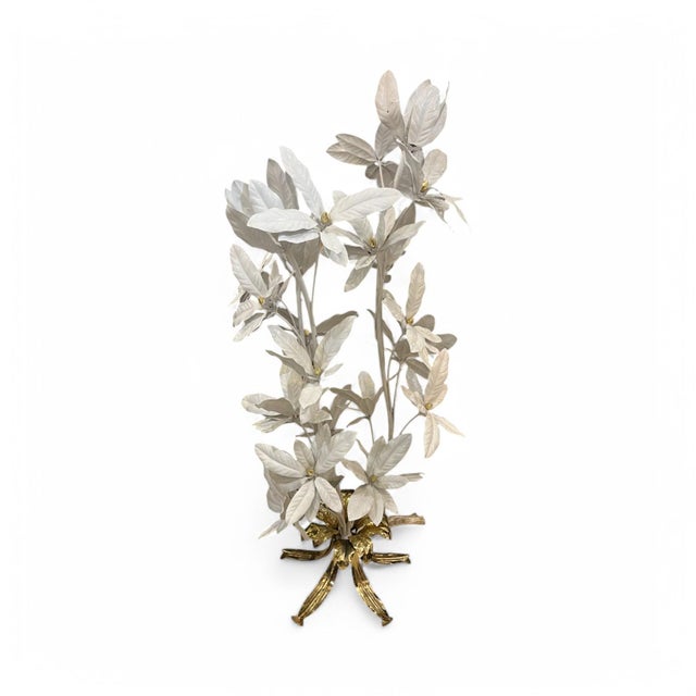 Gold Lacquered Metal Floor Lamps with White and Gold Magnolias by Hans Kögl, 1950s For Sale - Image 8 of 8