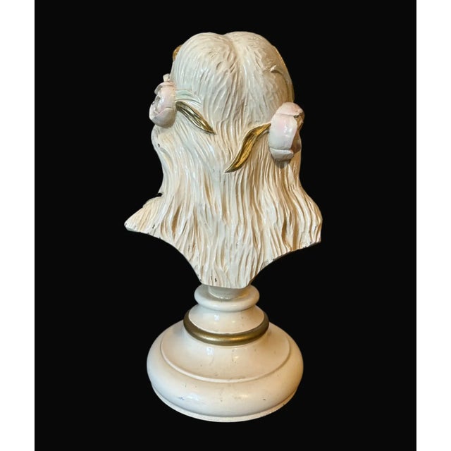 Large Vintage Hand Carved Wood Lady Bust - Paris Apartment - Chippy Shabby Chic For Sale - Image 6 of 6