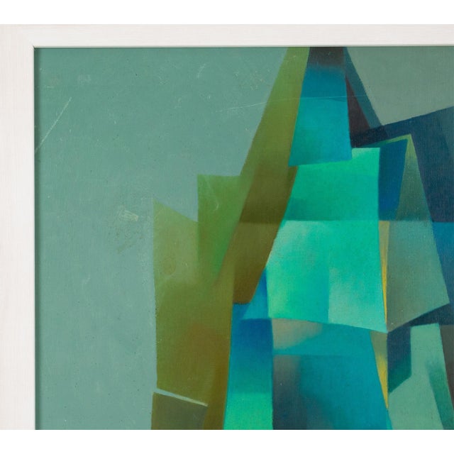 Green Abstract Cubist Oil on Canvas Painting by Ivo Tartarini, Circa 1970 For Sale - Image 8 of 18