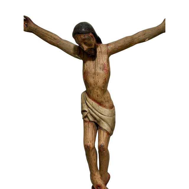 Antique 17th C Spanish Colonial Crucified Christ Santos Sculpture.