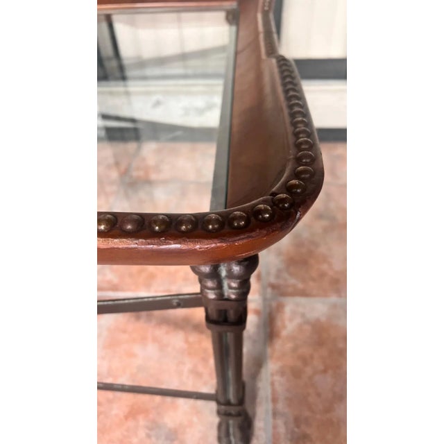 Maitland-Smith Attributed Leather and Steel Coffee Table For Sale - Image 10 of 12