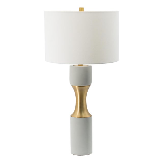 Gray & Gold Geometric Table Lamp For Sale