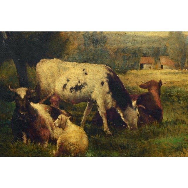 Emilio Pergola, Rural Scene with Cattle, 1990s, Oil on Canvas, Framed For Sale - Image 3 of 9