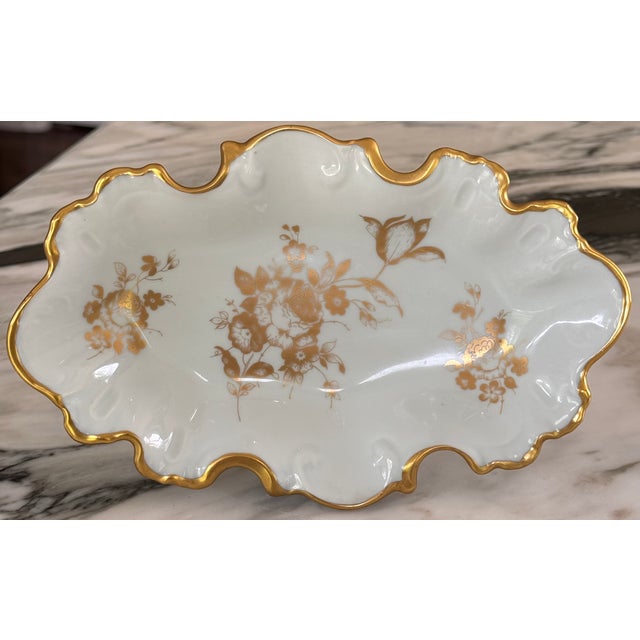 Late 20th Century Made in France Limoges Gold Gilt Large Compote or Soap Dish For Sale - Image 5 of 10