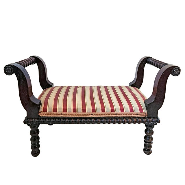 Late 19th Century Jacobethan Revival Miniature Striped Spool Bench For Sale In Dallas - Image 6 of 18