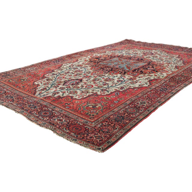 76924 Antique Persian Sarouk Farahan Rug, 04'00 x 06'08. A resplendent vision of Persian artistry, this hand-knotted wool...