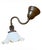 Metal Rare Antique Brass and Wavy Milk Glass Wall Sconces - A Pair For Sale - Image 7 of 8