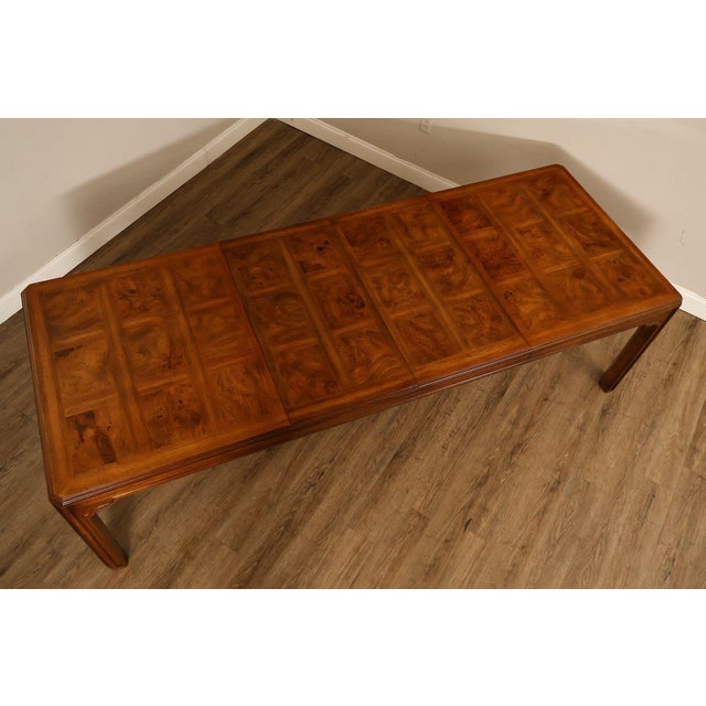 Drexel Heritage Sketchbook Collection Burl Wood Parsons Extendable Dining Table For Sale - Image 9 of 18