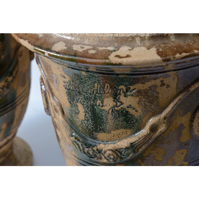 Antique French Glazed Terracotta Anduze Planters, Signed For Sale - Image 12 of 18