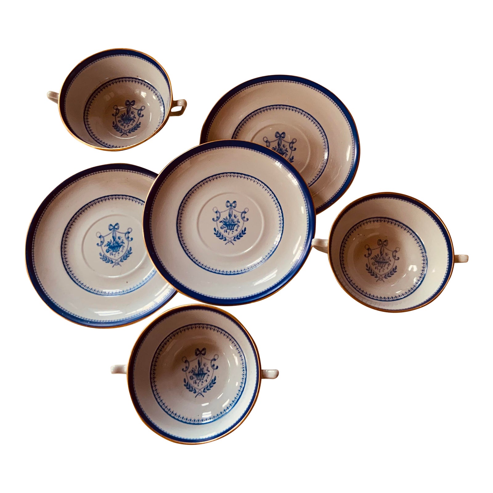 Vintage Soup Bowls With Underlines Set- 6 Pieces | Chairish