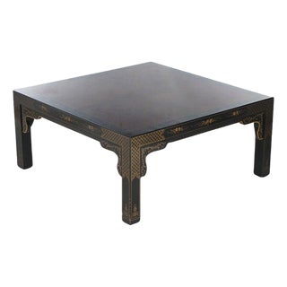 Drexel Heritage Mahogany and Ebonized Chinoiserie Decorated Low Table C1950 For Sale