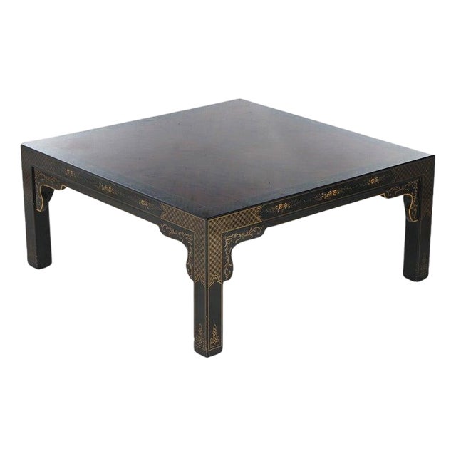Drexel Heritage Mahogany and Ebonized Chinoiserie Decorated Low Table C1950 For Sale