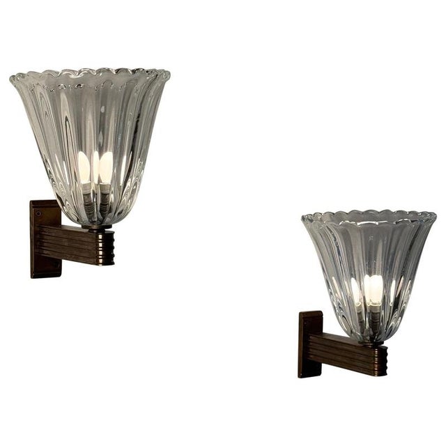 Large Wall Sconces by Ercole Barovier for Barovier & Toso, 1940s, Set of 2 For Sale - Image 17 of 17