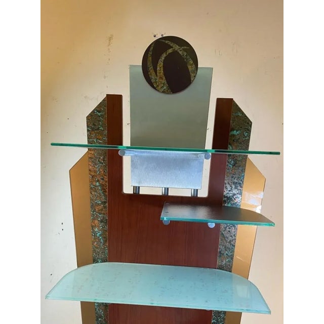 Metal 1980s Post Modern Metal, Laminate & Lucite Display Shelves - A Pair For Sale - Image 7 of 11