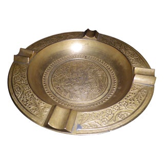 Large Brass Ashtray with Decorations, 1950s For Sale