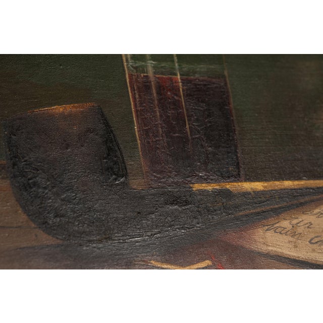 Early 20th Century Early 20th Century Pipe With Merlot Framed Oil on Canvas, Signed and Dated ' Ramskill' For Sale - Image 5 of 9
