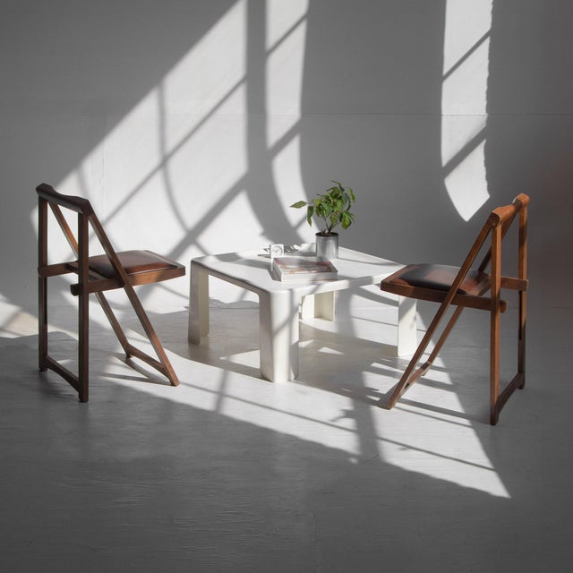 Set of 3 Trieste Foldable Wooden and Leather Chair Attributed to Aldo Jacober for Alberto Bazzani - Italy For Sale In Chicago - Image 6 of 9