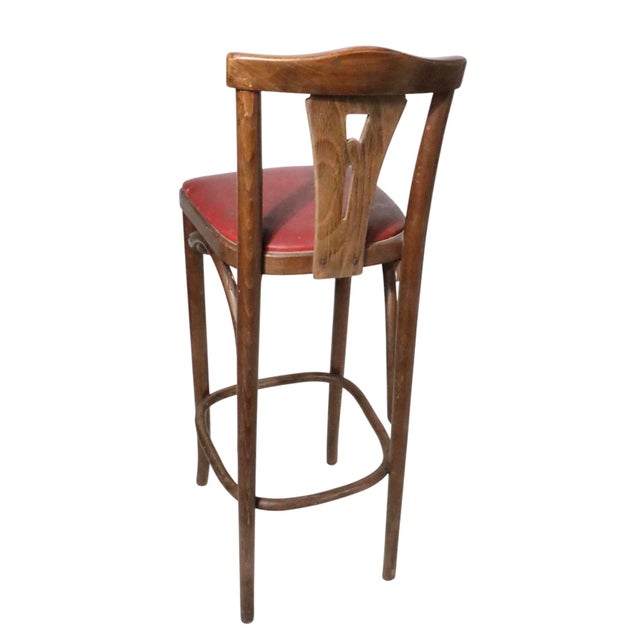 Mid 20th Century Pr. Bentwood Counter Stools by Thonet For Sale - Image 9 of 13