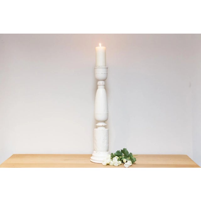 Exquisite tall rustic candle holder, lovingly crafted from a genuine antique bed leg. This unique teak Indian candle...