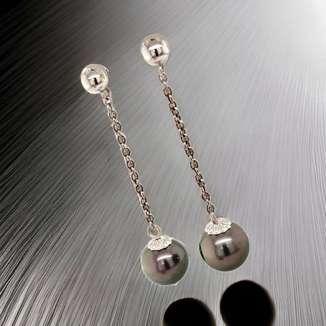 Tahitian Pearl Earrings 14k White Gold Certified For Sale - Image 15 of 15