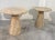 Vintage side tables crafted in Italy during the 1970s. Table is made from solid travertine, showcasing warm beige tones...