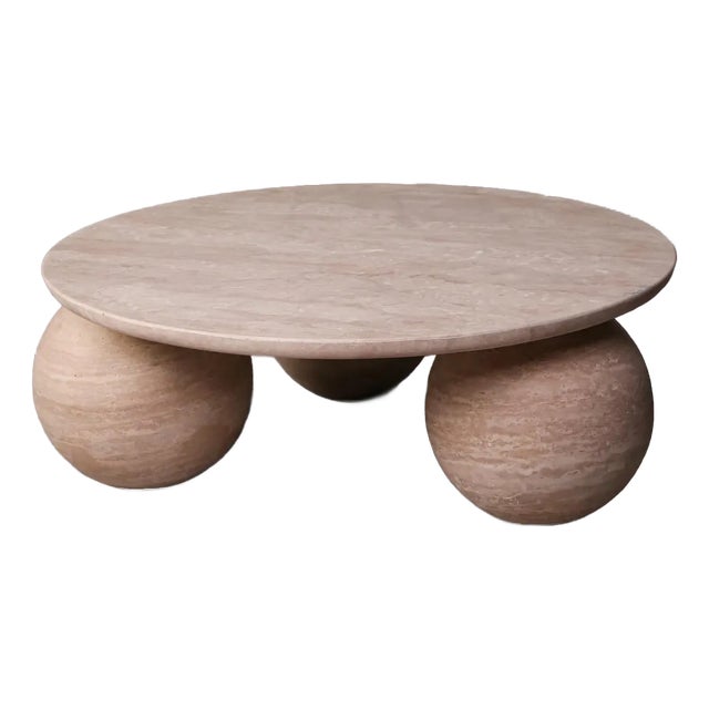 Trinity Travertine Round Coffee Table 43.3" For Sale