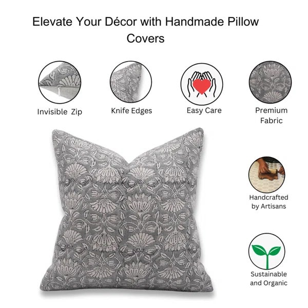 Textile Fabdivine Handcrafted Pillow Cover 22x22 Inch Ulta Kamal For Sale - Image 7 of 7