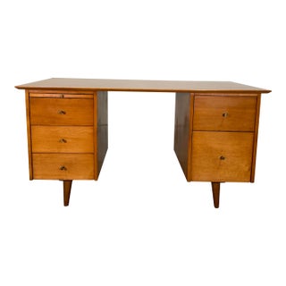 1960s Mid Century Paul McCobb Double Pedestal Desk For Sale