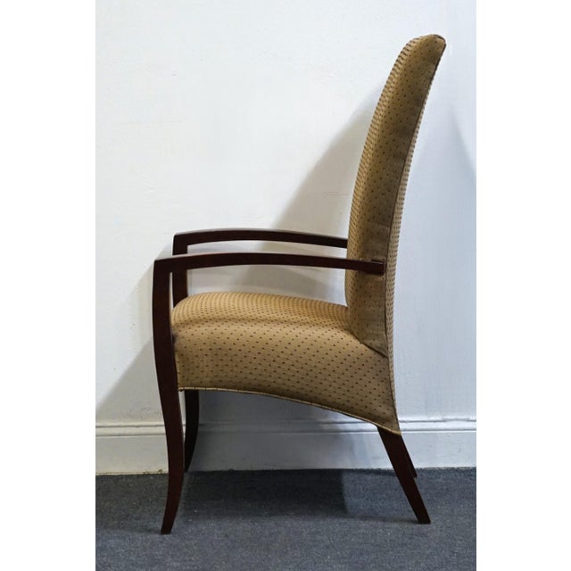 Brown Hickory White Contemporary Modern Upholstered Dining Arm Chairs For Sale - Image 8 of 9