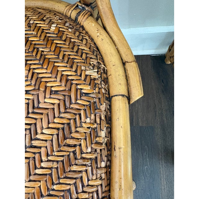 1970s Wicker and Bamboo Writing Desk/Vanity For Sale - Image 9 of 14